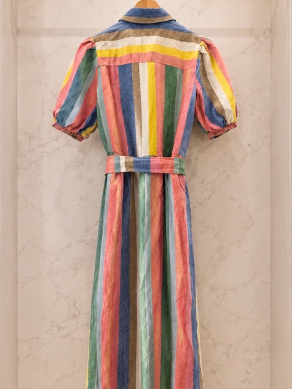 Boden Alexa linen stripe pink multicolor shirt maxi dress US8R UK 12R - Picture 3 of 7